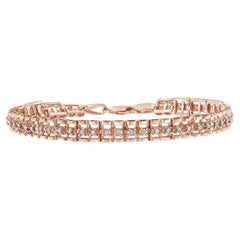 Bracelet tennis à double maillons en or rose 10 carats sur argent avec diamants de 1/2 carat
