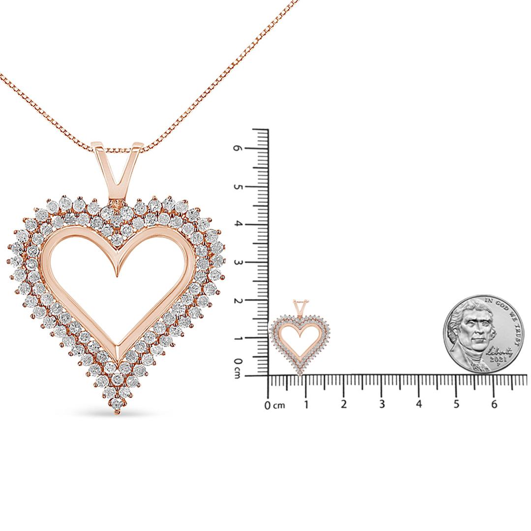Women's 10K Rose Gold over Silver 1/2 Carat Diamond Heart Pendant Necklace For Sale