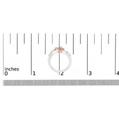 10K Rose Gold Over Silver 1/5 Cttw Diamond Two Tone Open Heart Promise Ring