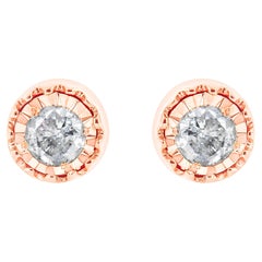 10K Rose Gold over Silver 3/8 Carat Diamond Miracle Set Stud Earrings