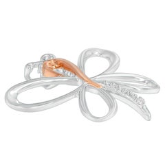 10K Rose Gold over Silver Diamond-Accented Dragonfly Pendant Necklace