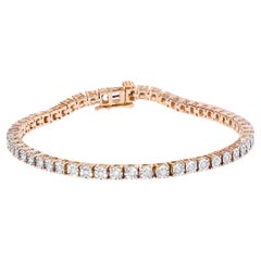 Bracciale da tennis con castone sfaccettato in oro rosa 10K e argento sterling 1,0 Ctw di diamanti