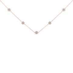 10K Rose Gold Plated Sterling Silver 1/2 cttw Round Diamond Station Necklace