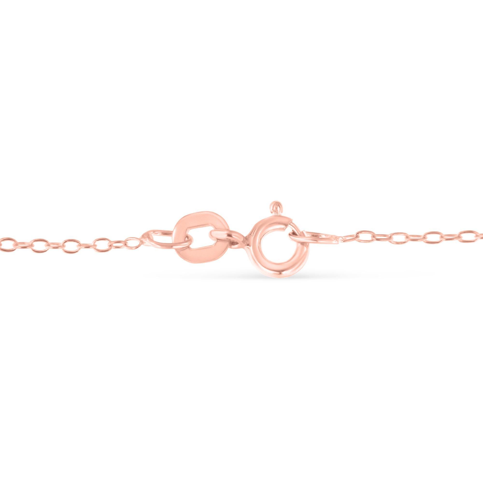 Taglio rotondo Collana Station in argento 925 placcato oro rosa 10K con diamanti rotondi da 1/2 cttw in vendita