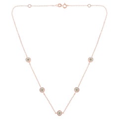 10K Rose Gold Plated Sterling Silver 1/2 cttw Round Diamond Station Necklace