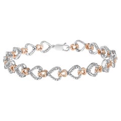 10K Rose Gold plattiert Sterling Silber 1/4 Cttw Diamond Heart Link Armband