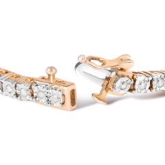 10K Rose Gold Plated Sterling Silver 1.0ct Diamond Faceted Bezel Tennis Bracelet