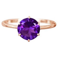 10k Rose Gold Round Gemstone Ring Engagement Ring