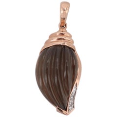 10 Karat Rose Gold Smoky Quartz and Diamond Pendant