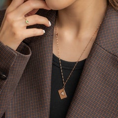 10k Rose Gold The Love Voice Charm Necklace, Natural Diamonds'.18t.c.w'