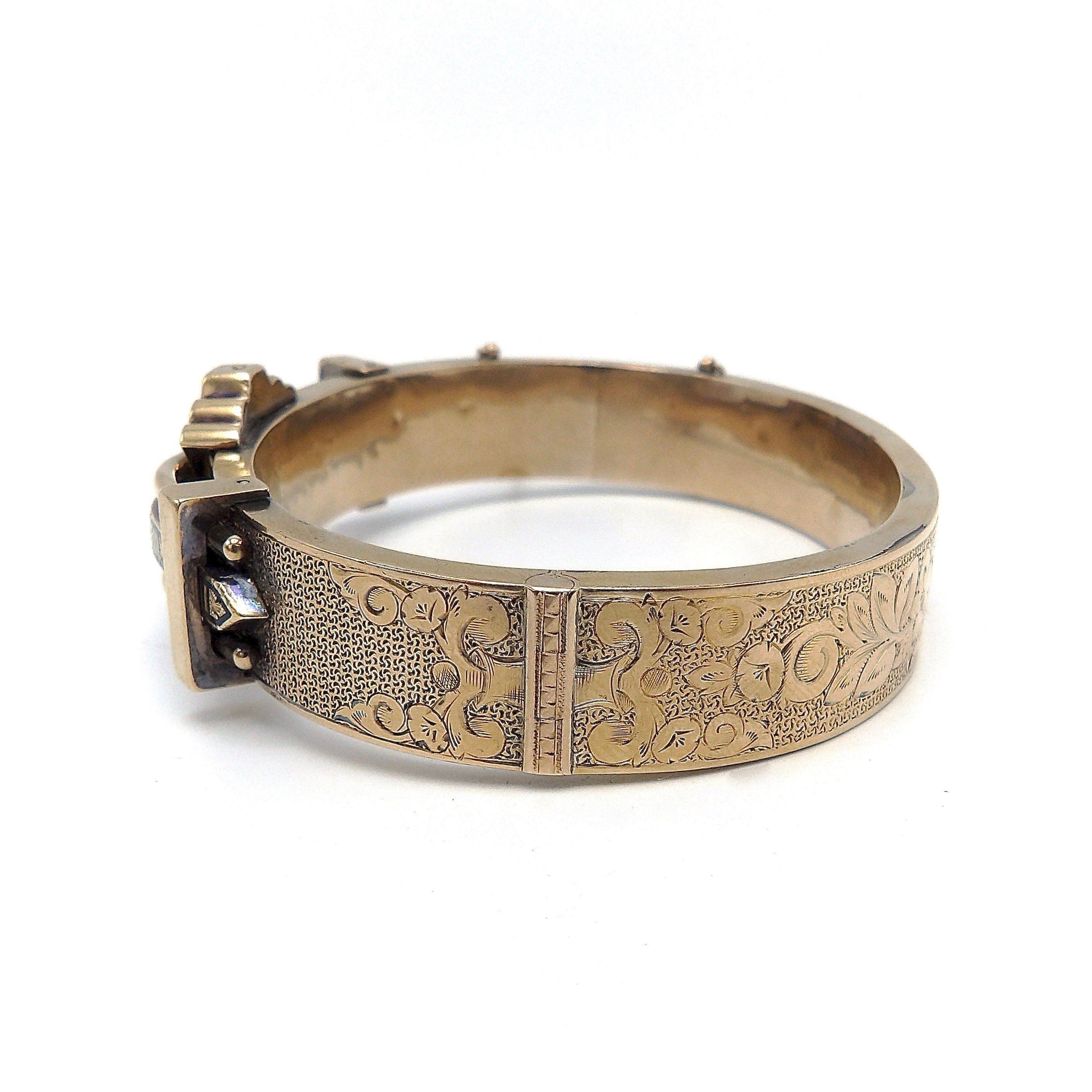 Bracciale Taille D'Epargne in oro rosa 10 carati di stile architettonico vittoriano in vendita 2