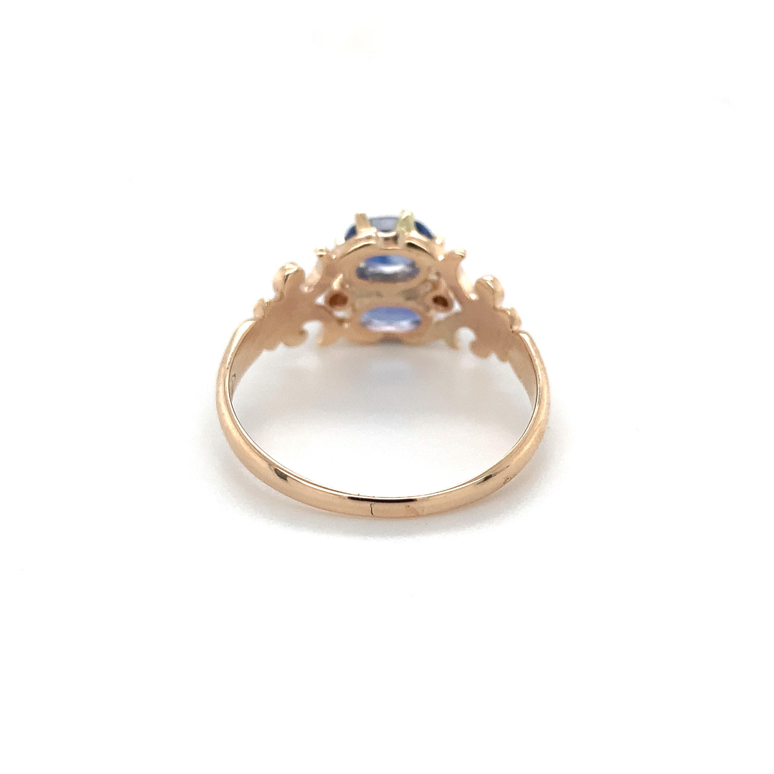 Women's 10K Rose Gold Victorian Sapphire and Seed Pearl Ring For Sale