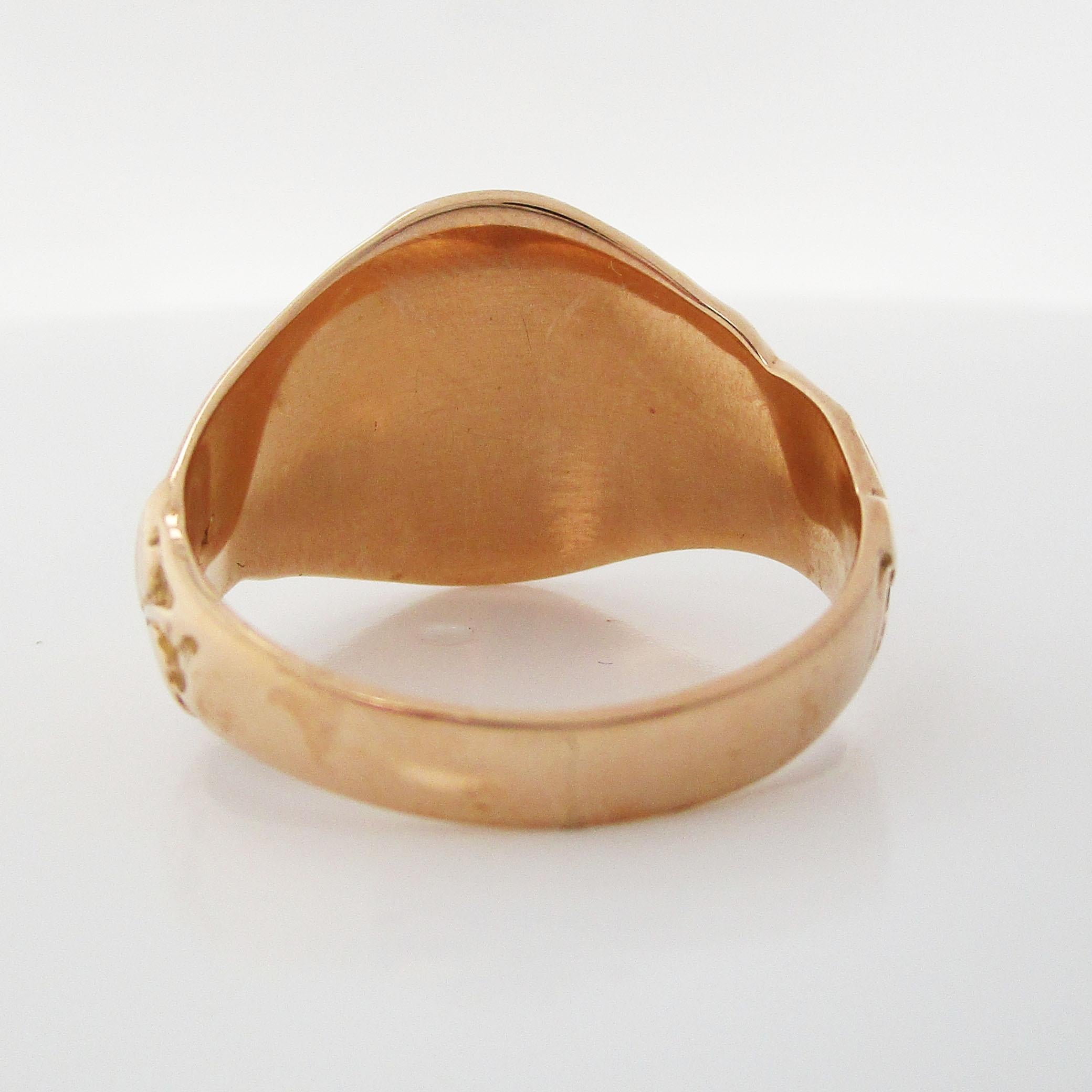 10 Karat Rose Gold Victorian Signet Ring with Engraving 4