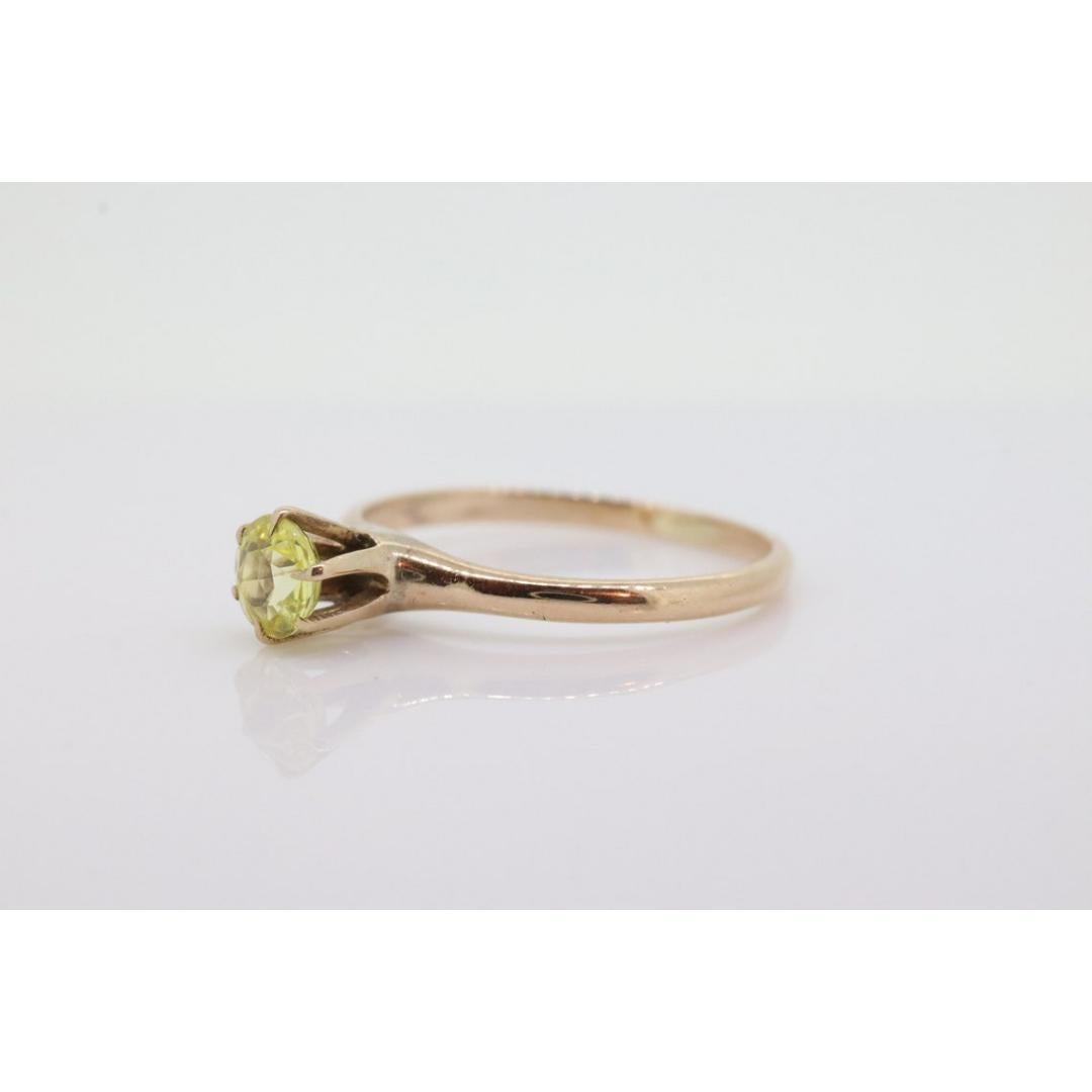 Bague saphir rond 10 carats saphir jaune saphir jaune. solitaire victorien jaune saphir en vente 3