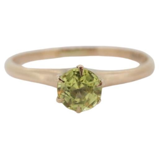 10k Round Sapphire YELLOW Sapphire ring. YELLOW SAPPHIRE solitaire victorian