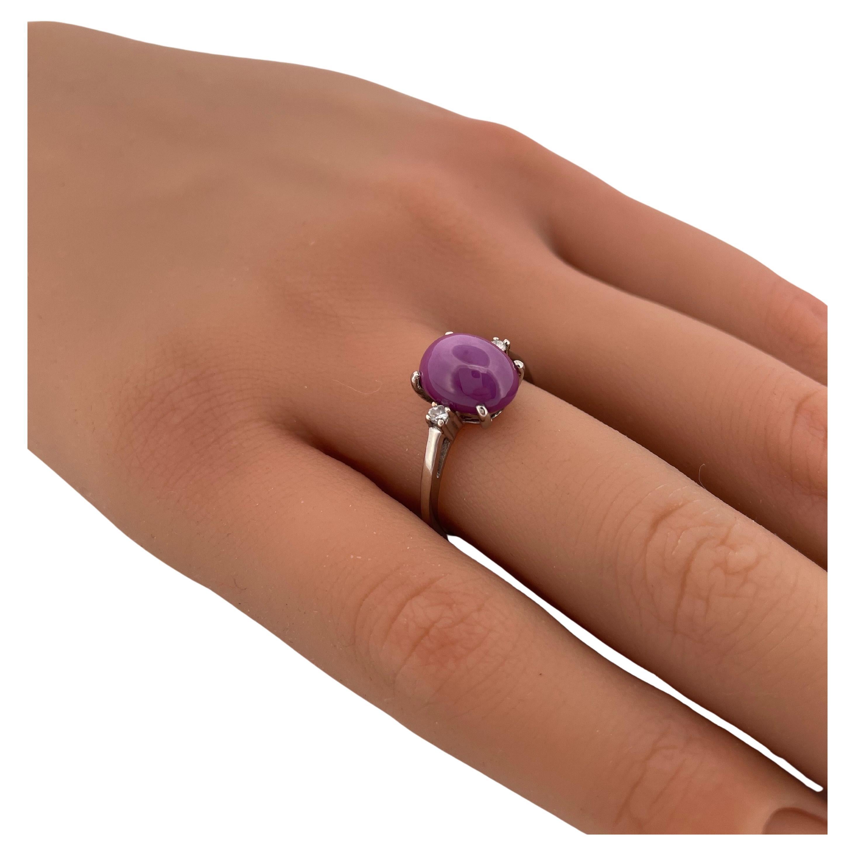 Bague 10K rubis étoilé et diamant 0.06ctw H SI1 en vente 1