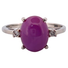 Bague 10K rubis étoilé et diamant 0.06ctw H SI1