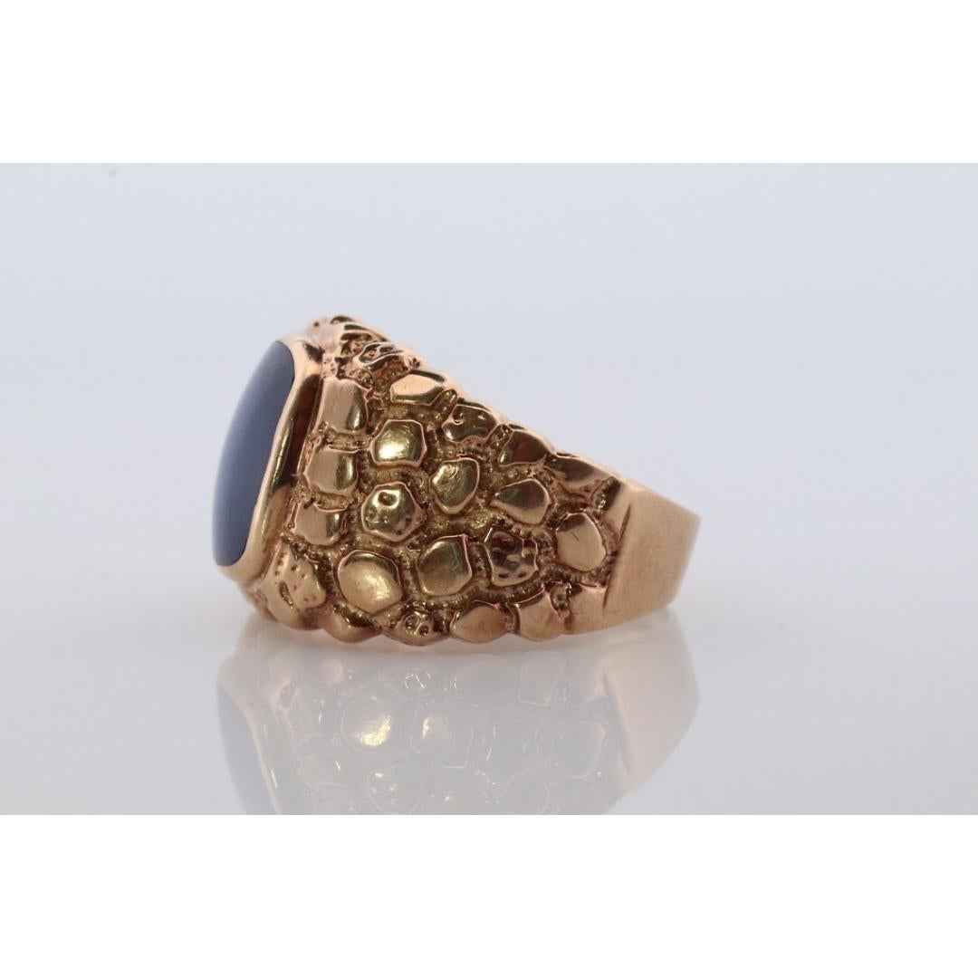 10k Star Sapphire ring.10k JM Fox Yellow Gold Nugget Mens Star Sapphire Cabochon 7