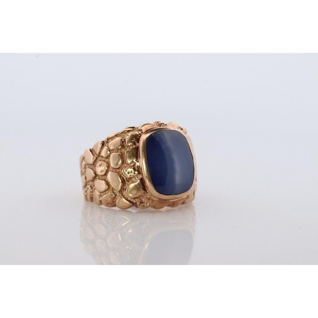 10k Star Sapphire ring.10k JM Fox Yellow Gold Nugget Mens Star Sapphire Cabochon 1