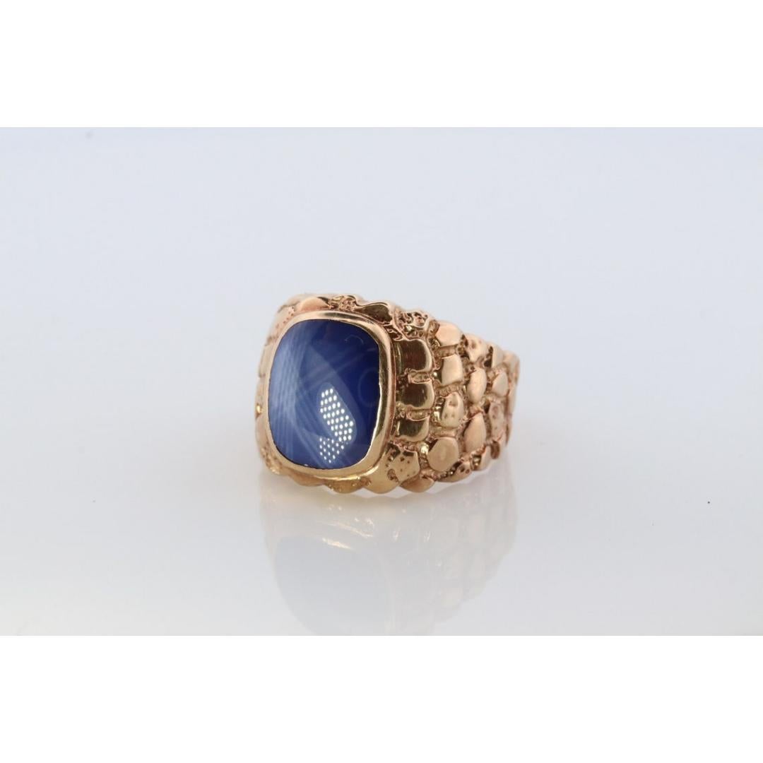 10k Star Sapphire ring.10k JM Fox Yellow Gold Nugget Mens Star Sapphire Cabochon 3