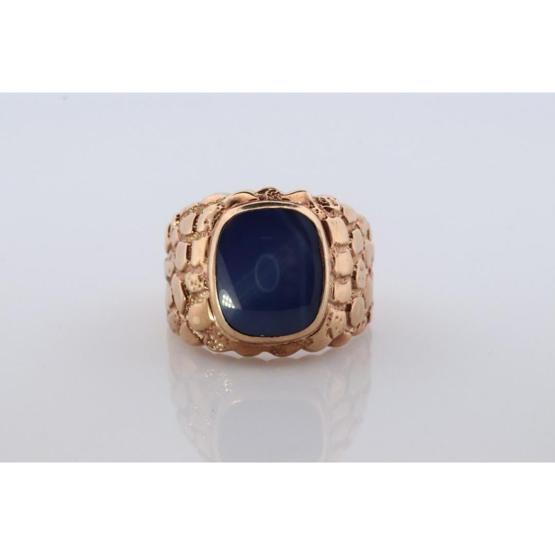 10k Star Sapphire ring.10k JM Fox Yellow Gold Nugget Mens Star Sapphire Cabochon 4