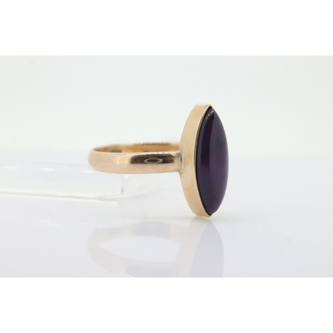 Women's 10k SUGILITE Purple bezel ring. Antique 10k Marquise Purple Sugilite bezel set For Sale