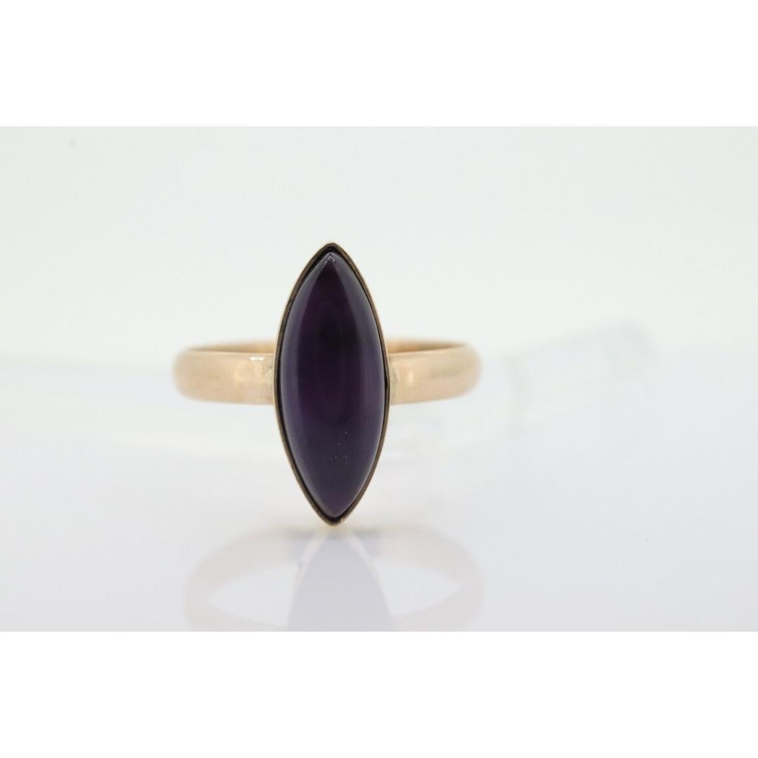 10k SUGILITE Purple bezel ring. Antique 10k Marquise Purple Sugilite bezel set For Sale 2