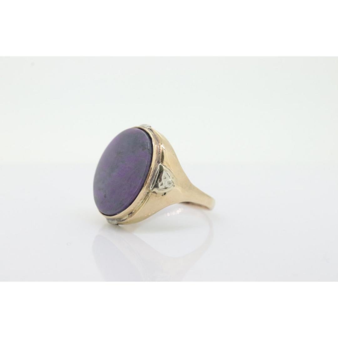 10k SUGILITE Purple bezel ring. Antique 10k Oval Purple Sugilite bezel set For Sale 1