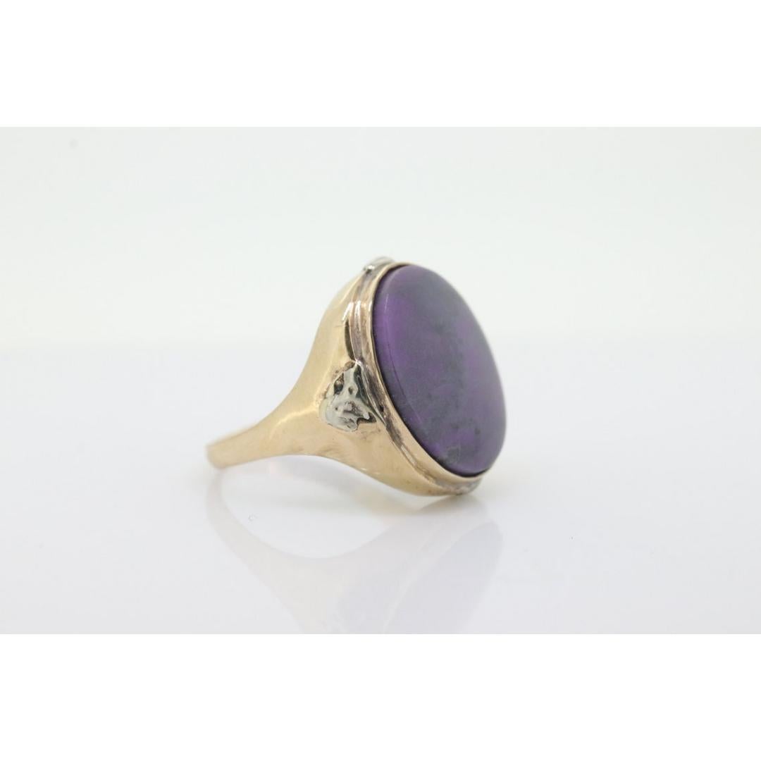 10k SUGILITE Purple bezel ring. Antique 10k Oval Purple Sugilite bezel set For Sale 2