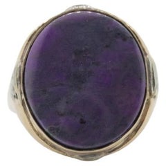 10k SUGILITE Lila Lünette Ring. Antikes 10k Oval lila Sugilit-Lünette-Set mit Lünettenfassung