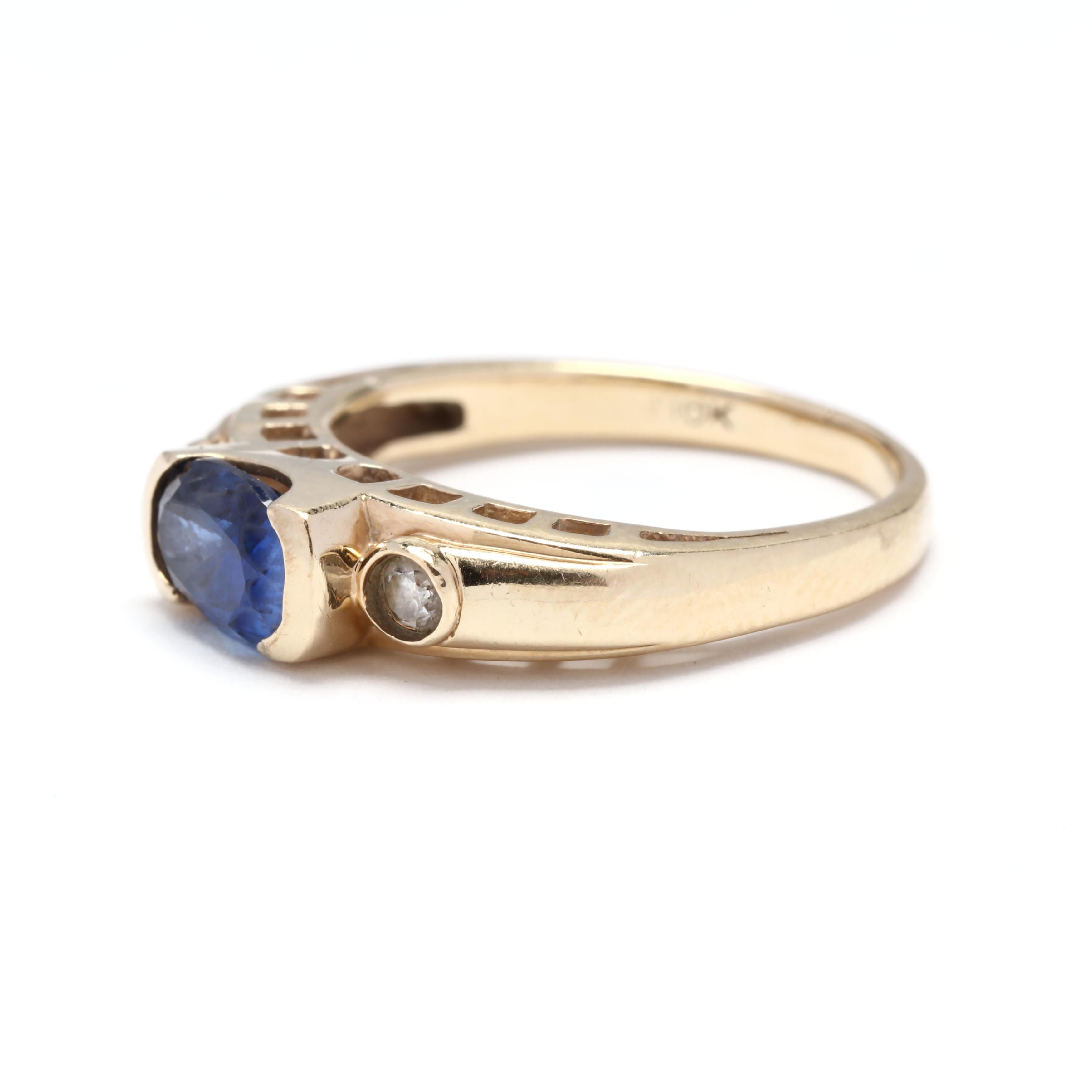 10k gold sapphire and diamond ring