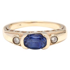 Antique 10K Synthetic Sapphire & Diamond Ring