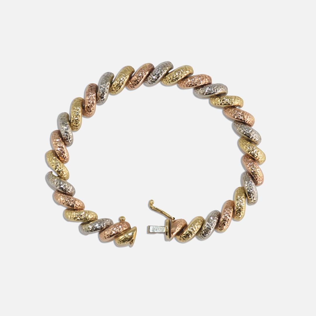 Women's or Men's 10K Three-Tone San Marco Bracelet 9.8g