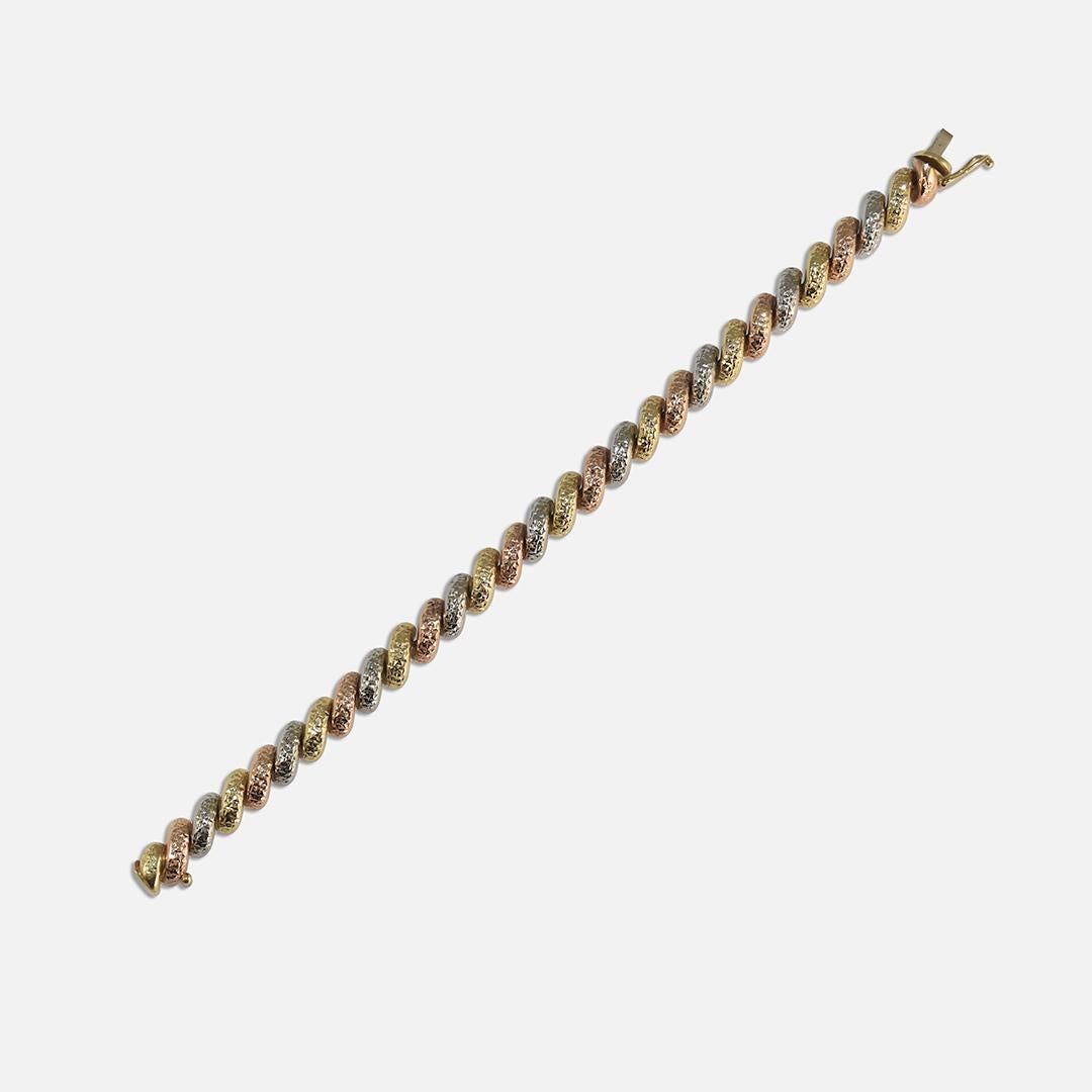 10K Three-Tone San Marco Bracelet 9.8g 2