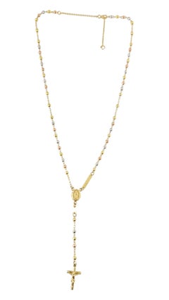 10K Tri Color Gold Rosary Beads #17874
