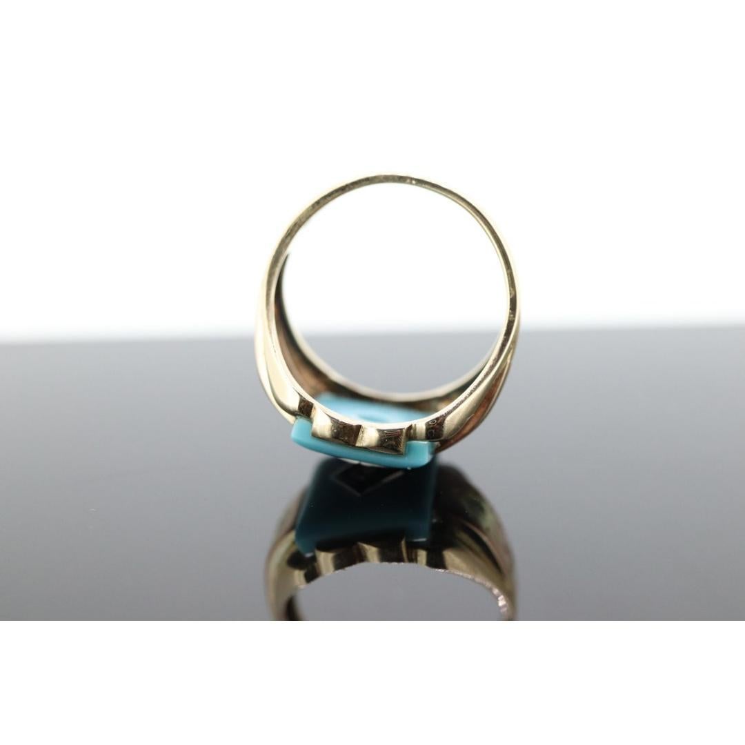 10k Turquoise and diamond ring. Heavy Mens Turquoise and center diamond 1