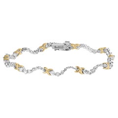 Bracciale A Link 10K bicolore con diamante da 2,00 ctw e onda
