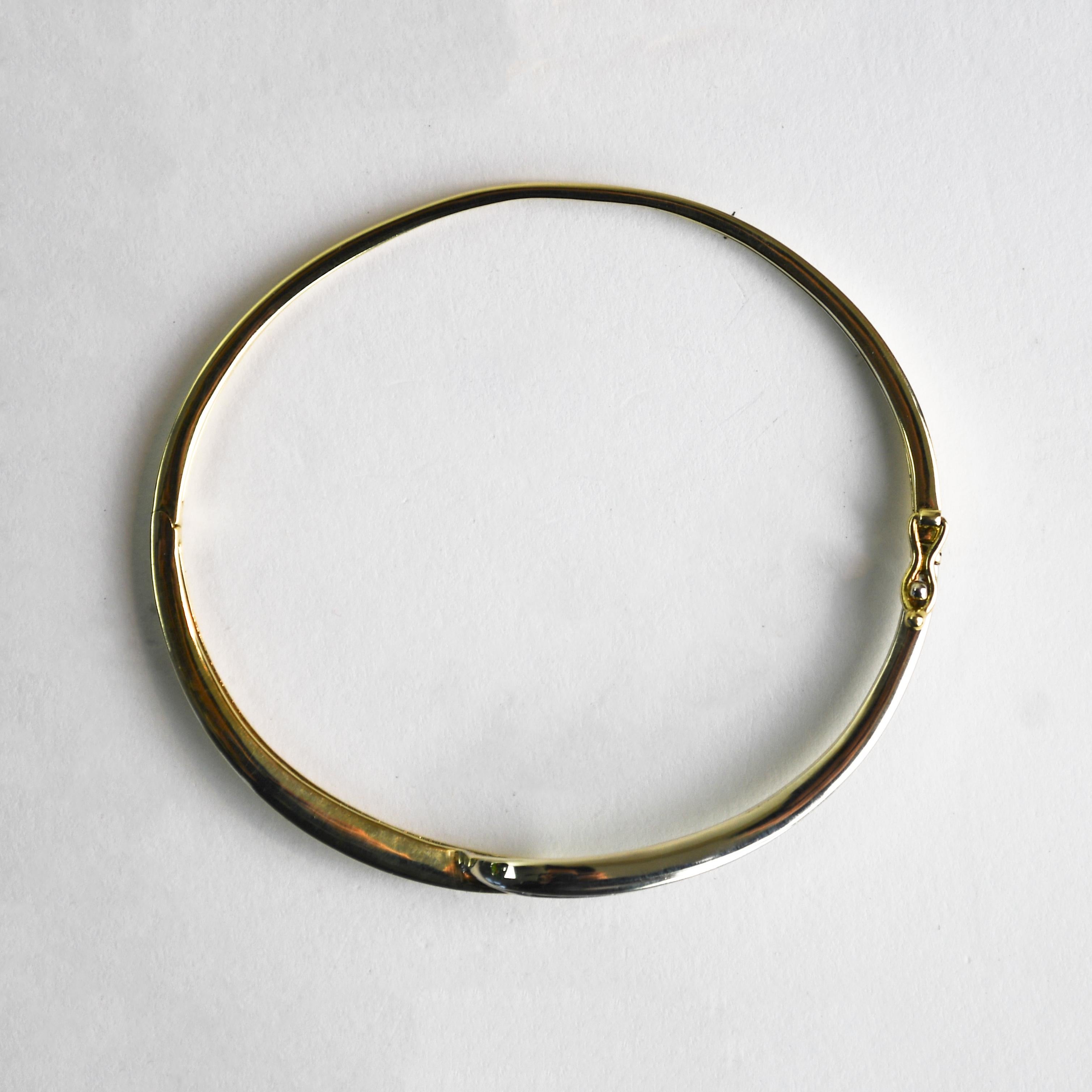 Bracelet jonc bicolore 10 carats avec diamants 0,25 carat en vente 1