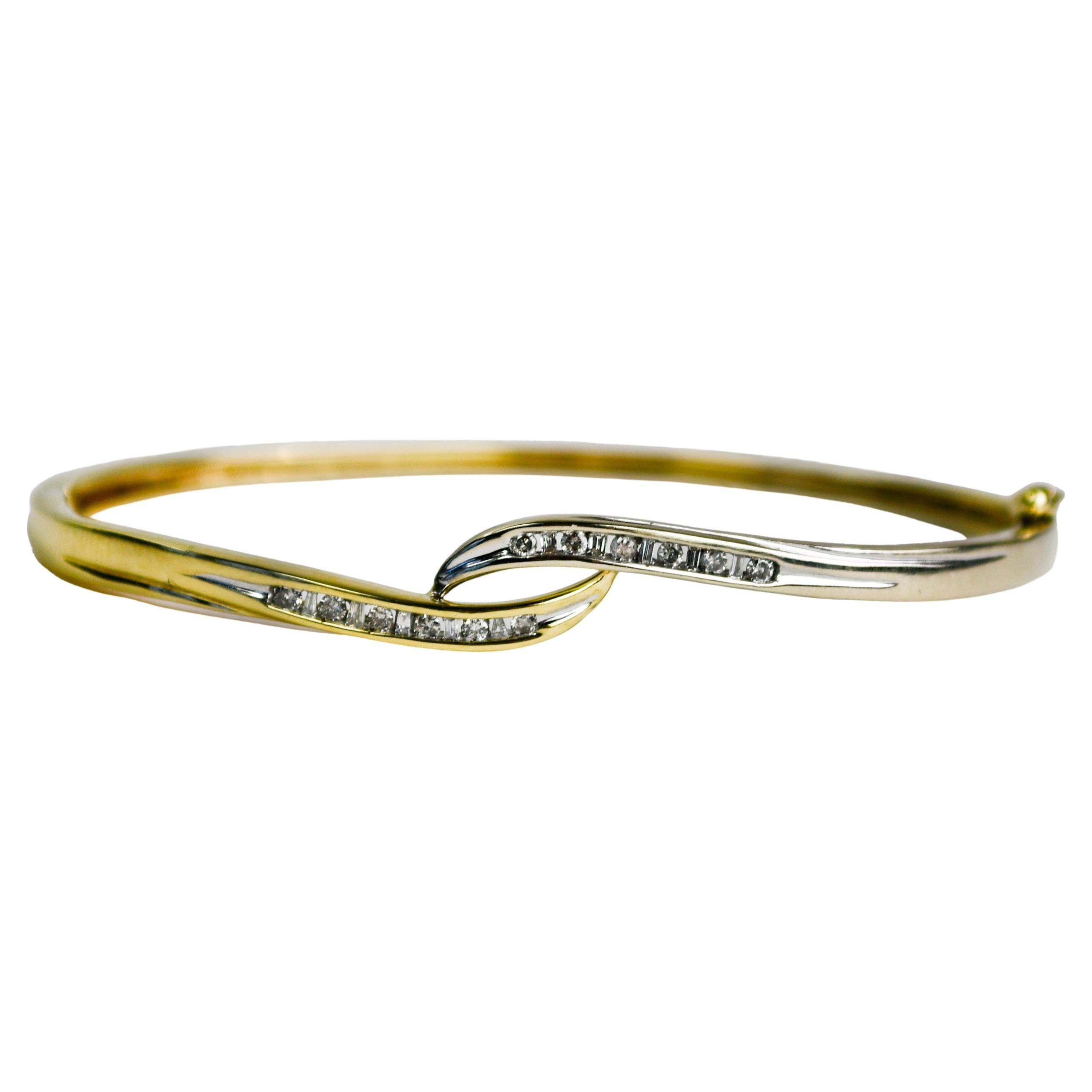 10K Two-Tone Diamond Bangle Bracelet 0.25ct