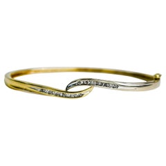 10K Two-Tone Diamond Bangle Bracelet 0.25ct
