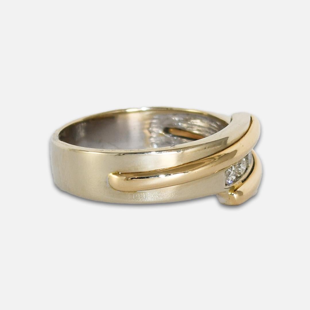 Round Cut 10K Two-Tone Diamond Wedding Band For Sale