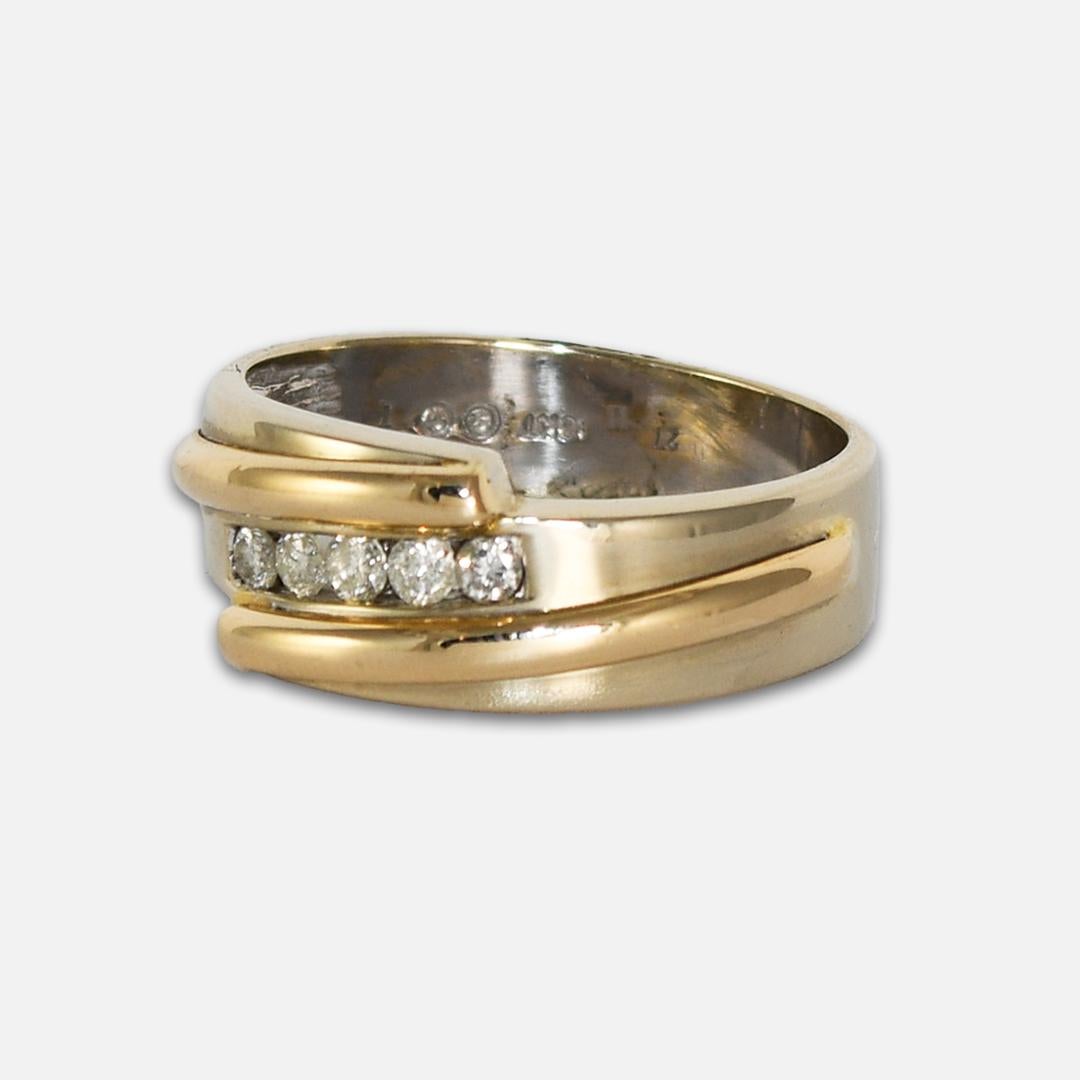 10K Two-Tone Diamond Wedding Band For Sale 1
