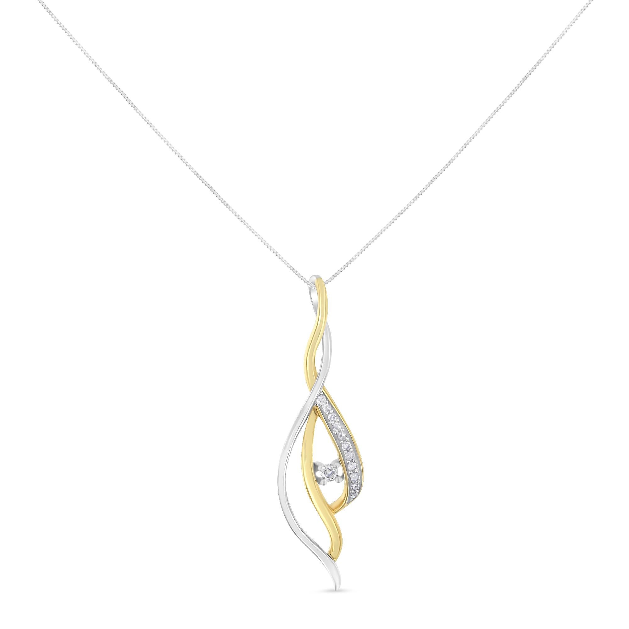 Le spirali di oro bianco e giallo 10K scendono a cascata per creare un effetto a spirale mozzafiato. Con i diamanti rotondi brillanti che aggiungono un grande scintillio, questo è uno stile che deve essere presente nella sua collezione di gioielli.