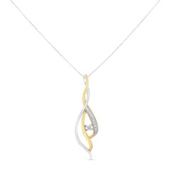 10K Two-Tone Gold 1/10 Carat Diamond Cascade Pendant Necklace