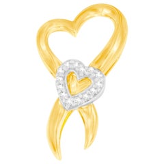 Collier à pendentif cœur en or bicolore 10 carats avec diamants de 1/10 carat