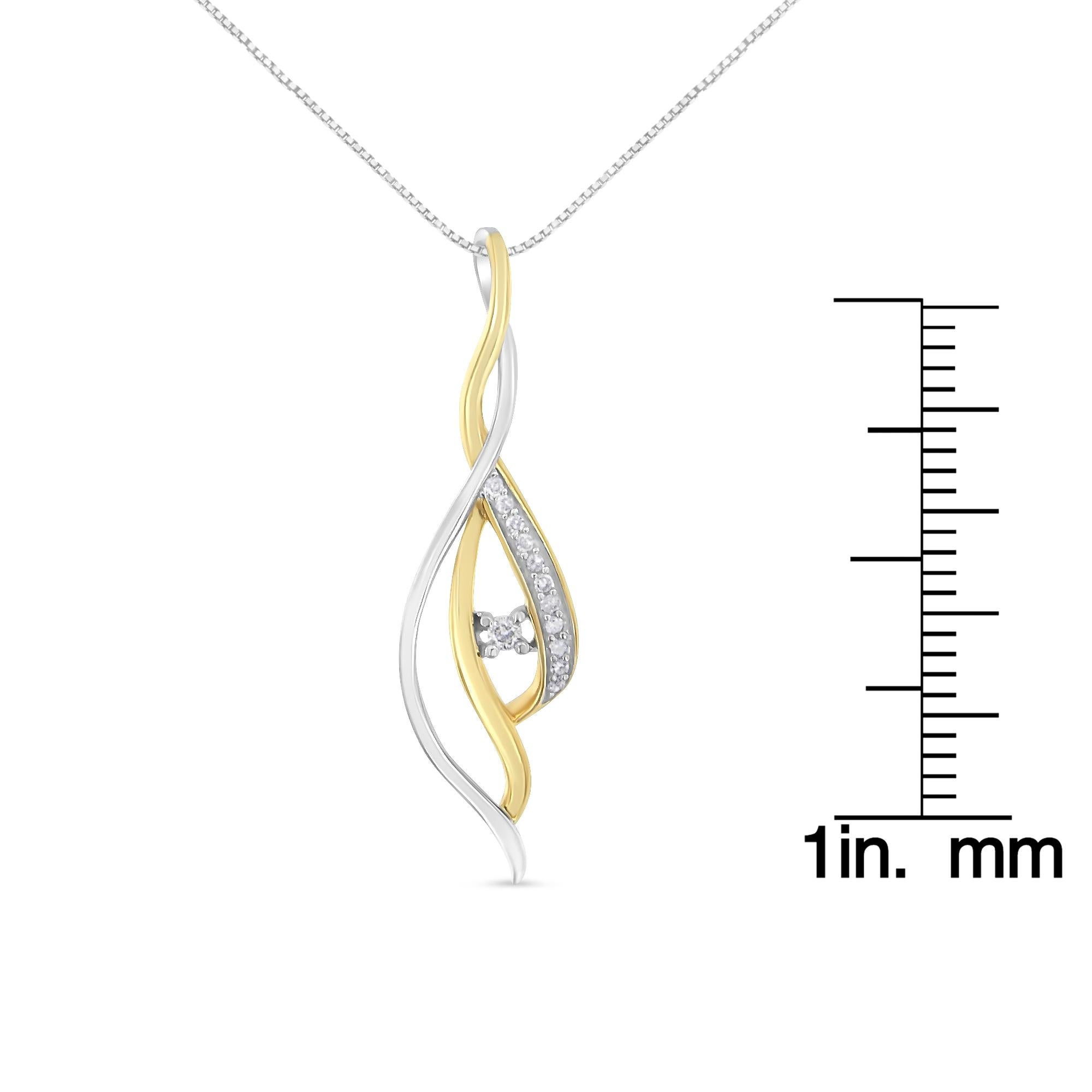 10K Two-Tone Gold Diamond Cascade Pendant Necklace In New Condition For Sale In New York, NY