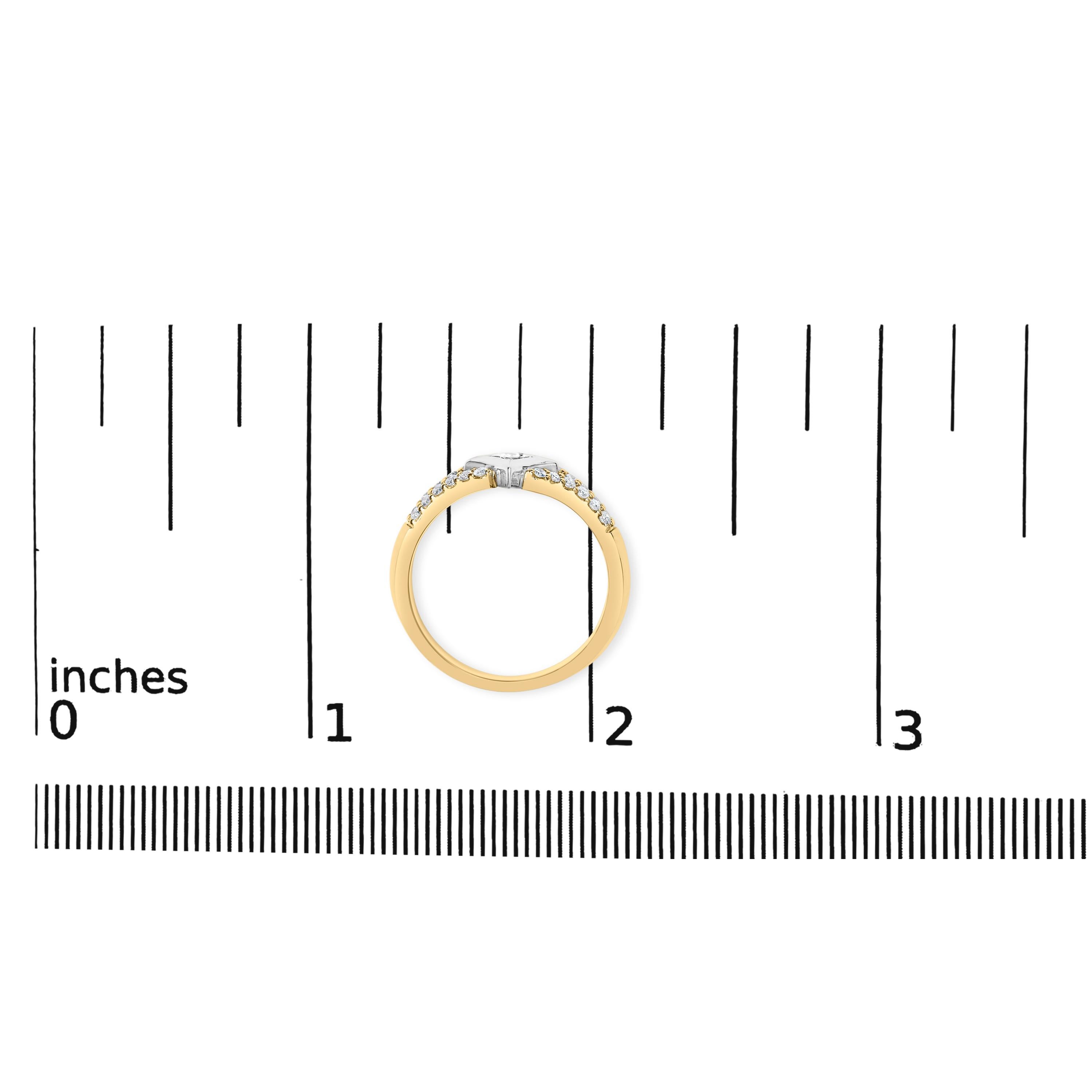 Women's 10K Two Tone Gold 1/2 Cttw Diamond Kite and Split Shank Ring For Sale