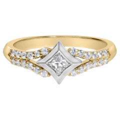 10K Two Tone Gold 1/2 Cttw Diamond Kite and Split Shank Ring