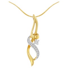 10K zweifarbiges Gold 1/20 Karat Rundschliff Diamant-Akzent Wirbel-Anhänger Halskette