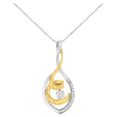 Collana con ciondolo a spirale in oro bicolore 10k con diamanti da 1/4 di carato TDW "I-J, I2-I3".